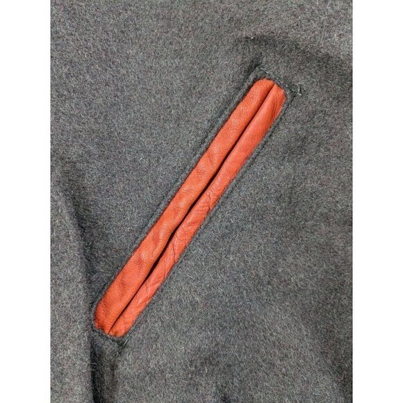 Vintage Holloway College Jacket Large Letterman Varsity Wool Leather Green Brown - Picture 16 of 16